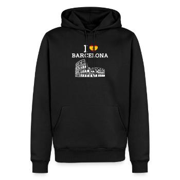 I love Barcelona Spanien Herz Flagge Kolosseum Wortspiel - Männer Premium Bio Hoodie - Schwarz - Vorne - Nico (187cm)