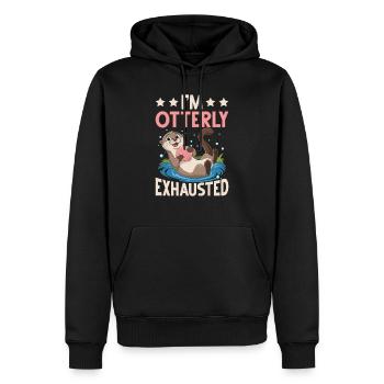 Je suis épuisé Funny Otter Design - Sweat à capuche Premium bio Homme - noir - Devant - Nico (187cm)