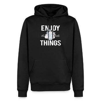 Profite des petites choses Profite des petites choses - Sweat à capuche Premium bio Homme - noir - Devant - Nico (187cm)