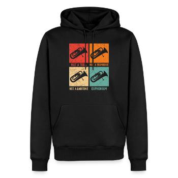 Euphonium – Pas de tuba, pas de trombone - Sweat à capuche Premium bio Homme - noir - Devant - Nico (187cm)