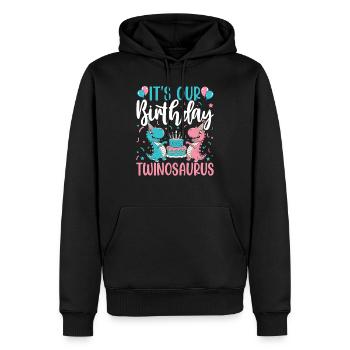 Twinosaurus Dino Anniversaire - Sweat à capuche Premium bio Homme - noir - Devant - Nico (187cm)