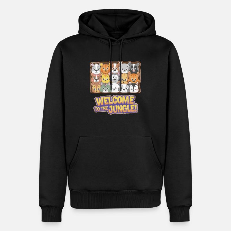 MONTIERTE TIERKÖPFE - Männer Premium Bio Hoodie - Schwarz