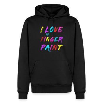 JE SUIS PEINTRE - J’adore peindre au doigt – Peintures au doigt - Sweat à capuche Premium bio Homme - noir - Devant - Nico (187cm)