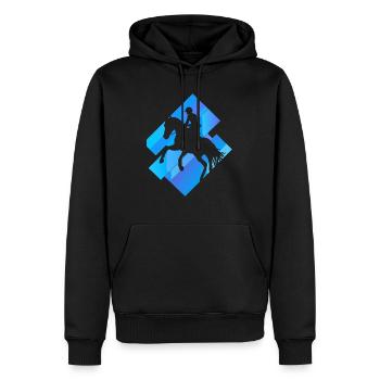 Dressage, Saut d’obstacles, Sports équestres - Sweat à capuche Premium bio Homme - noir - Devant - Nico (187cm)