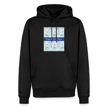 Enjoy the little things with floral patterns - Men’s Premium Organic Hoodie - black - Front - Nico (187cm)