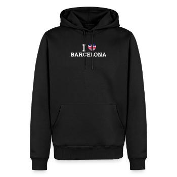 I Love Barcelona Cool Wrong Flag UK Lover Heart - Männer Premium Bio Hoodie - Schwarz - Vorne - Nico (187cm)