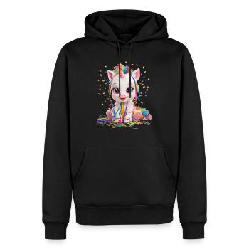 Einhorn Geburtstagfeier Mädchen Karneval Konfetti - Männer Premium Bio Hoodie - Schwarz - Vorne - Nico (187cm)