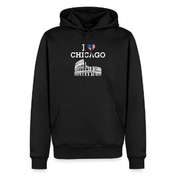 I Love Chicago Heart Flag Vereinigte Staaten von Amerika - Männer Premium Bio Hoodie - Schwarz - Vorne - Nico (187cm)