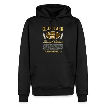 Runder Geburtstag 60 Jahre Jahrgang 1965 Oldtimer - Männer Premium Bio Hoodie - Schwarz - Vorne - Nico (187cm)
