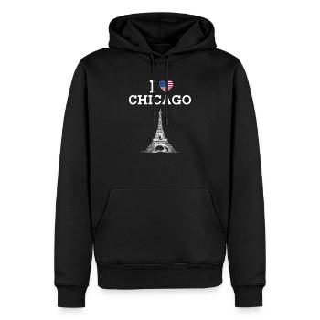 I Love Chicago Tower USA Flagge Liebhaber Eiffelturm - Männer Premium Bio Hoodie - Schwarz - Vorne - Nico (187cm)