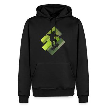 Longboard Skateboard - Männer Premium Bio Hoodie - Schwarz - Vorne - Nico (187cm)