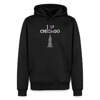 Ich liebe Chicago Estate Building Heart Flag Illinois - Männer Premium Bio Hoodie - Schwarz - Vorne - Nico (187cm)