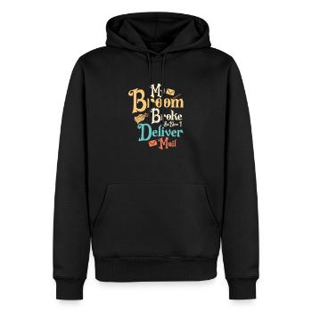 My Broom Broke So Now I Deliver Mail Mailman Posta - Männer Premium Bio Hoodie - Schwarz - Vorne - Nico (187cm)