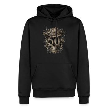 50e anniversaire homme chapeau de cow-boy - Sweat à capuche Premium bio Homme - noir - Devant - Nico (187cm)