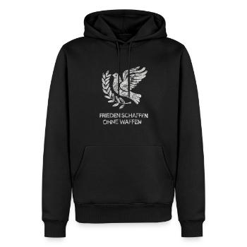 Friedenszeichen Frieden schaffen ohne Waffen - Männer Premium Bio Hoodie - Schwarz - Vorne - Nico (187cm)