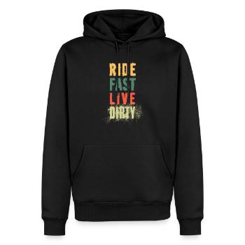 RIDE FAST LIVE DIRTY – MOUNTAIN BIKE - MOTOCROSS - Men’s Premium Organic Hoodie - black - Front - Nico (187cm)