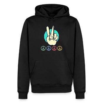Planche d’art de la paix 1 Exemplaire 3 - Sweat à capuche Premium bio Homme - noir - Devant - Nico (187cm)