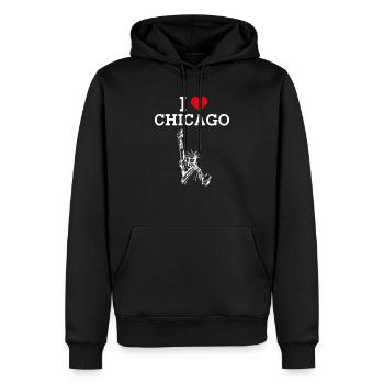 Ich liebe Chicago Herz Freiheitsstatue Flagge Wortspiel - Männer Premium Bio Hoodie - Schwarz - Vorne - Nico (187cm)