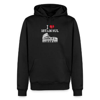I love Istanbul Cool Heart Flagge Türkei Europa Wortspiel - Männer Premium Bio Hoodie - Schwarz - Vorne - Nico (187cm)