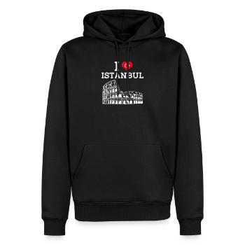 I love Istanbul Cool Heart Flagge Europa Türkei Wortspiel - Männer Premium Bio Hoodie - Schwarz - Vorne - Nico (187cm)