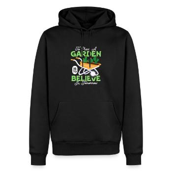 Planter Un Jardin, C’est Croire Jardin Botanique - Sweat à capuche Premium bio Homme - noir - Devant - Nico (187cm)