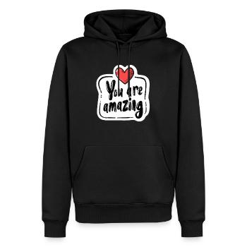 You are amazing - Männer Premium Bio Hoodie - Schwarz - Vorne - Nico (187cm)