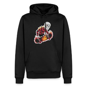 FLAMING SKATEBOARD - Men’s Premium Organic Hoodie - black - Front - Nico (187cm)
