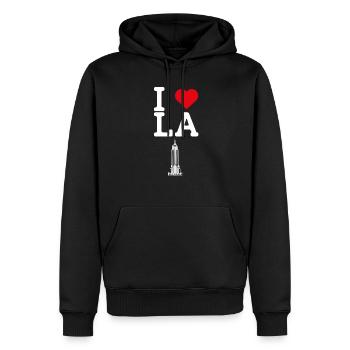 I Love LA Heart Flag Estate Cool Los Angeles USA - Männer Premium Bio Hoodie - Schwarz - Vorne - Nico (187cm)