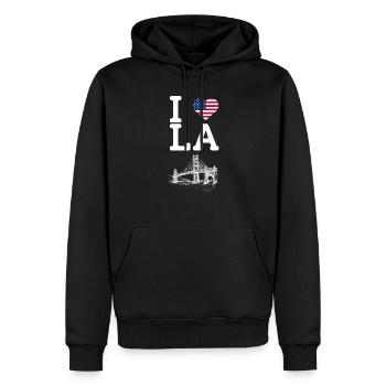 I Love LA Golden Gate Bridge Cool Heart Flag Wortspiel - Männer Premium Bio Hoodie - Schwarz - Vorne - Nico (187cm)