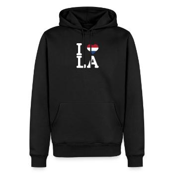 I Love LA Cool Wrong Flag Netherlands Lover USA - Men’s Premium Organic Hoodie - black - Front - Nico (187cm)