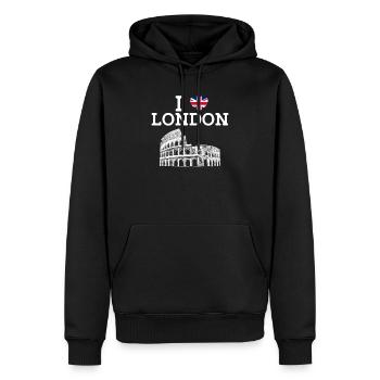 I Love London Cool Colosseum Heart Flagge England - Männer Premium Bio Hoodie - Schwarz - Vorne - Nico (187cm)