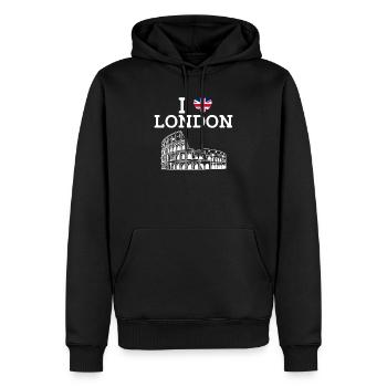 I Love London Cool Colosseum Flagge des Vereinigten Königreichs - Männer Premium Bio Hoodie - Schwarz - Vorne - Nico (187cm)