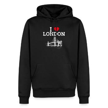 I Love London Golden Gate Heart Flag Cool England - Men’s Premium Organic Hoodie - black - Front - Nico (187cm)