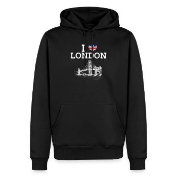 J’aime Londres Golden Gate Bridge Coeur Drapeau Jeu de mots - Sweat à capuche Premium bio Homme - noir - Devant - Nico (187cm)