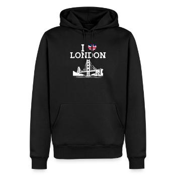 I Love London Golden Gate Cool England Heart Flagge - Männer Premium Bio Hoodie - Schwarz - Vorne - Nico (187cm)
