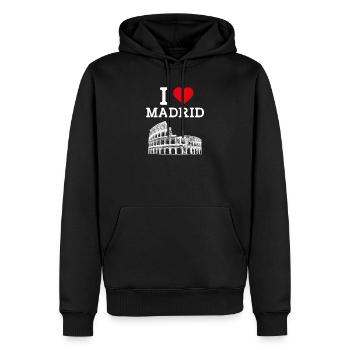 I Love Madrid Spain Lover Cool Heart Colosseum Pun - Men’s Premium Organic Hoodie - black - Front - Nico (187cm)