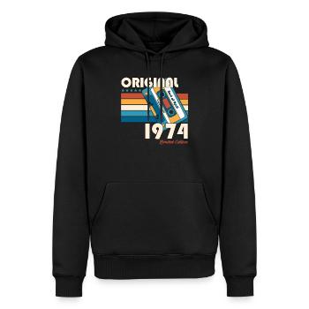 51ème Anniversaire Original Avril Millésime 1974 - Sweat à capuche Premium bio Homme - noir - Devant - Nico (187cm)
