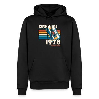 47ème Anniversaire Légende Avril Millésime 1978 - Sweat à capuche Premium bio Homme - noir - Devant - Nico (187cm)