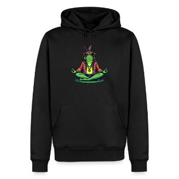 Hippie Frog Retro Peaceful - Funny Amphibian - Men’s Premium Organic Hoodie - black - Front - Nico (187cm)