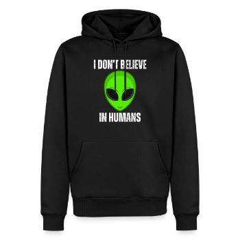 Green Alien Ich glaube nicht an Menschen - Männer Premium Bio Hoodie - Schwarz - Vorne - Nico (187cm)