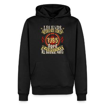 Legenden wurden 1995 geboren - perfekt gealtert Vintage - Männer Premium Bio Hoodie - Schwarz - Vorne - Nico (187cm)