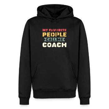 Mes personnes préférées m’appellent Coach - Sweat à capuche Premium bio Homme - noir - Devant - Nico (187cm)