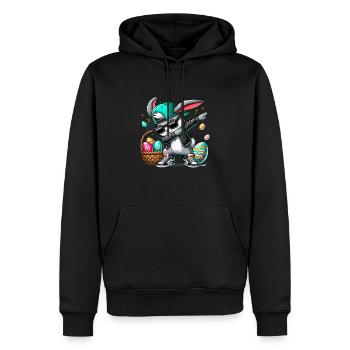 Lapin élégant avec panier de Pâques - Sweat à capuche Premium bio Homme - noir - Devant - Nico (187cm)