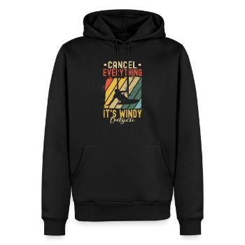 Kitesurf Annulez tout, il y a du vent dehors - Sweat à capuche Premium bio Homme - noir - Devant - Nico (187cm)