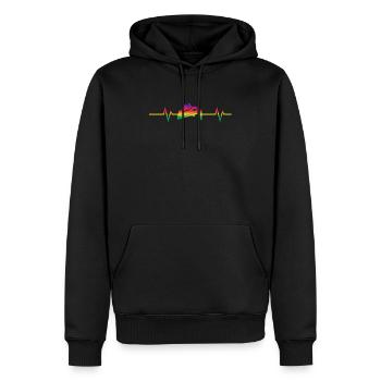 Cornhole Spieler Herzschlag Linie Regenbogen - Männer Premium Bio Hoodie - Schwarz - Vorne - Nico (187cm)