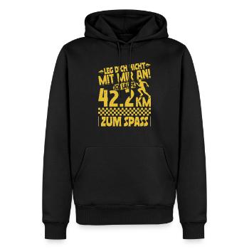 Läufer LEG DICH NICHT MIT MIR AN LAUFE ZUM SPAß - Männer Premium Bio Hoodie - Schwarz - Vorne - Nico (187cm)