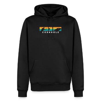 Cornhole Spieler Retro Stil Silhouette - Männer Premium Bio Hoodie - Schwarz - Vorne - Nico (187cm)