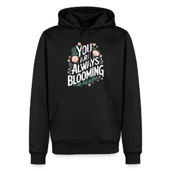 Du Bist Immer Am Erblühen Mit Blumenmotiv - Männer Premium Bio Hoodie - Schwarz - Vorne - Nico (187cm)