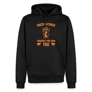 Honigbär versüßt dir den Tag - Männer Premium Bio Hoodie - Schwarz - Vorne - Nico (187cm)