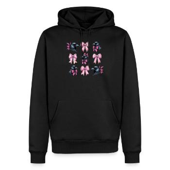 Coquette Bogen Rabe Krähe Vogel Mädchen Mama rosa - Männer Premium Bio Hoodie - Schwarz - Vorne - Nico (187cm)